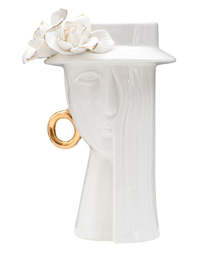 Vaso GLAM – Branco e Dourado