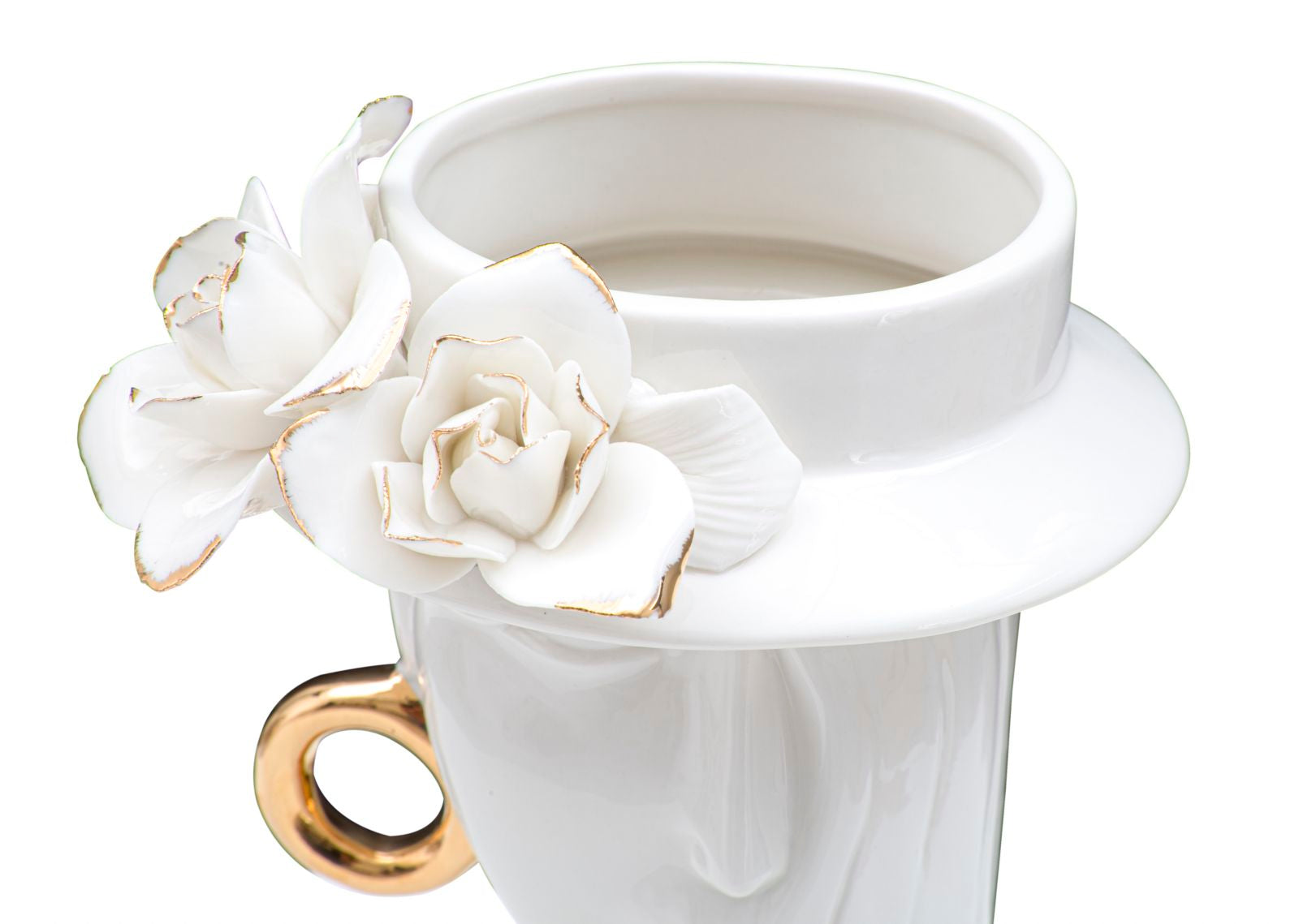 Vaso GLAM – Branco e Dourado
