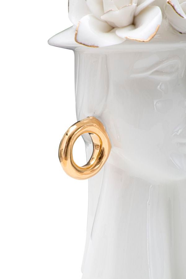 Vaso GLAM – Branco e Dourado