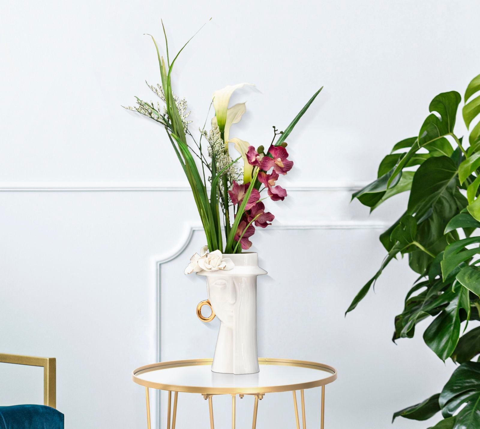 Vaso GLAM – Branco e Dourado