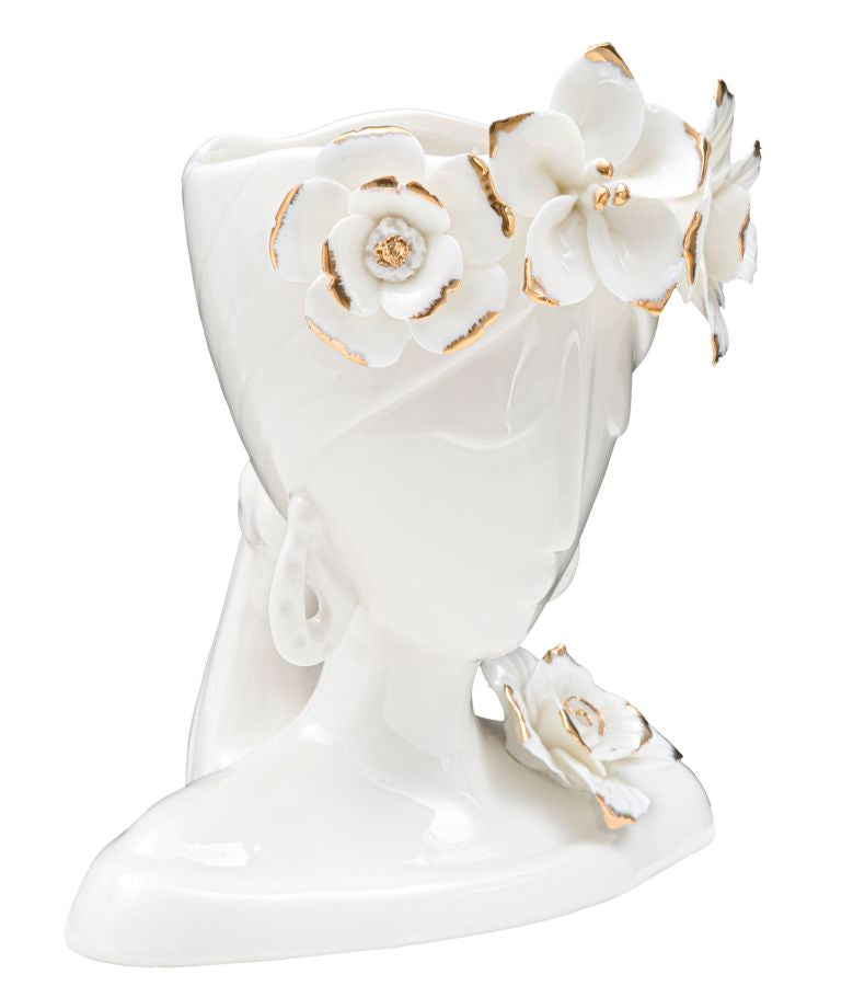Vaso GLAM – Branco e Dourado