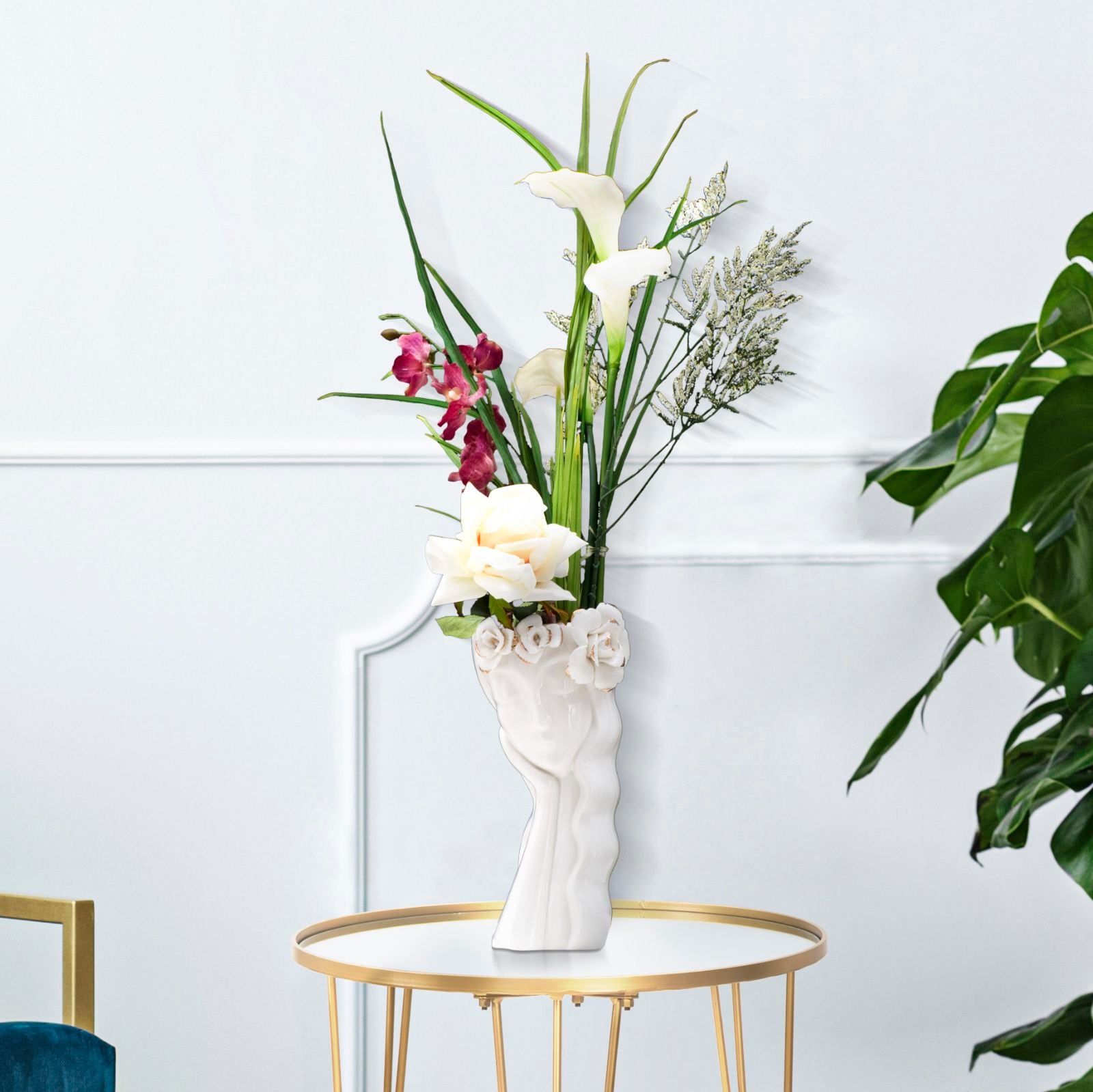 Vaso GLAM – Branco e Dourado