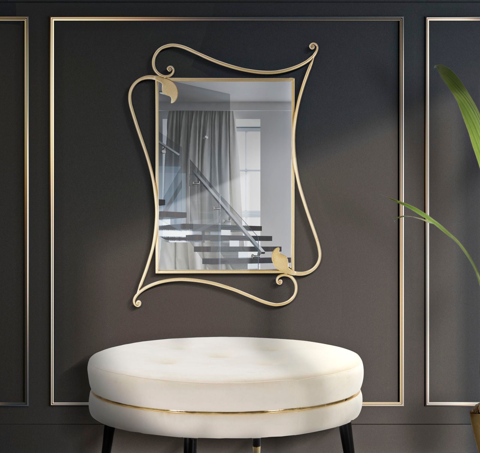 Espelho de Parede em Metal GLAM – Dourado