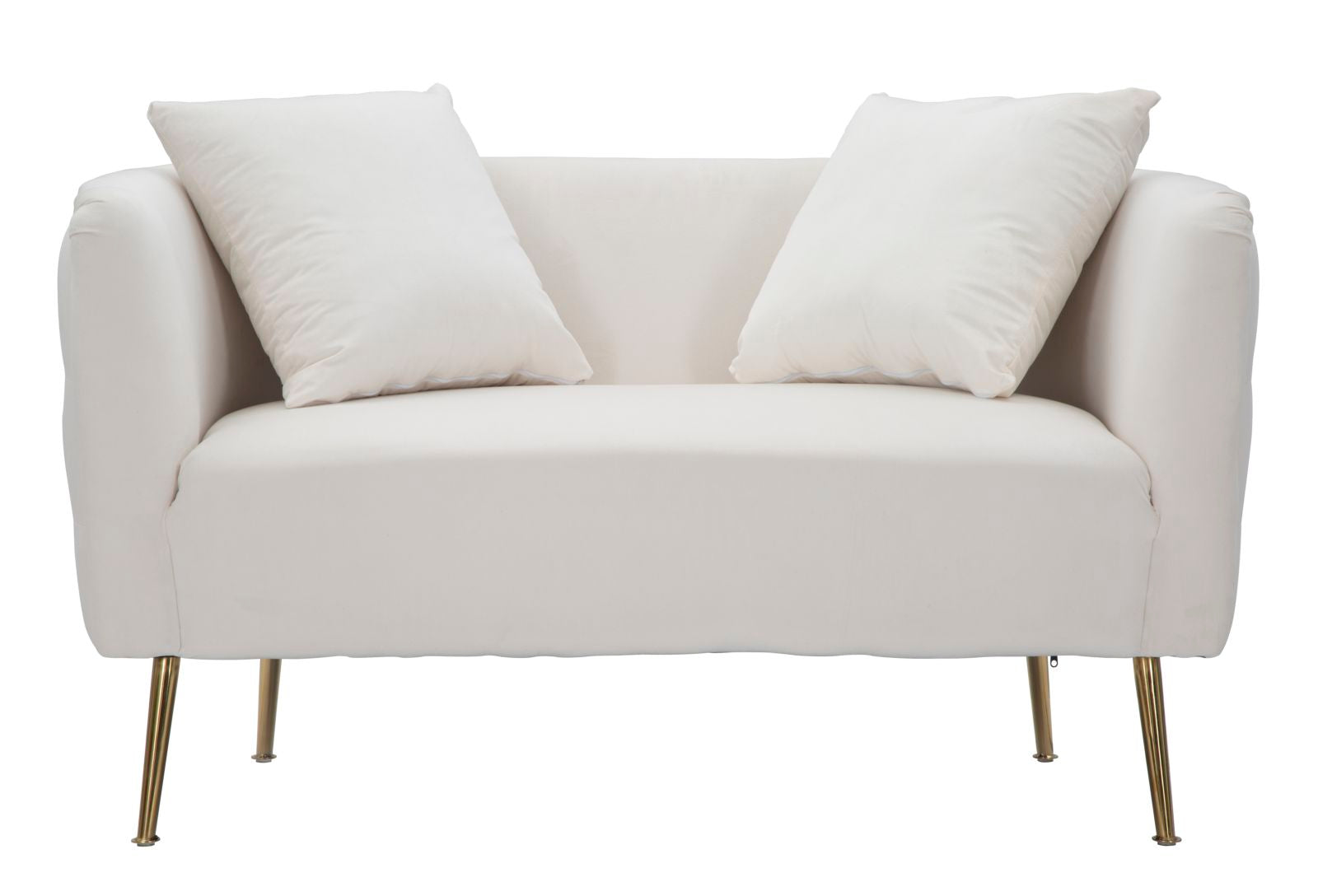 Sofá de 2 Lugares GLAM – Creme e Dourado