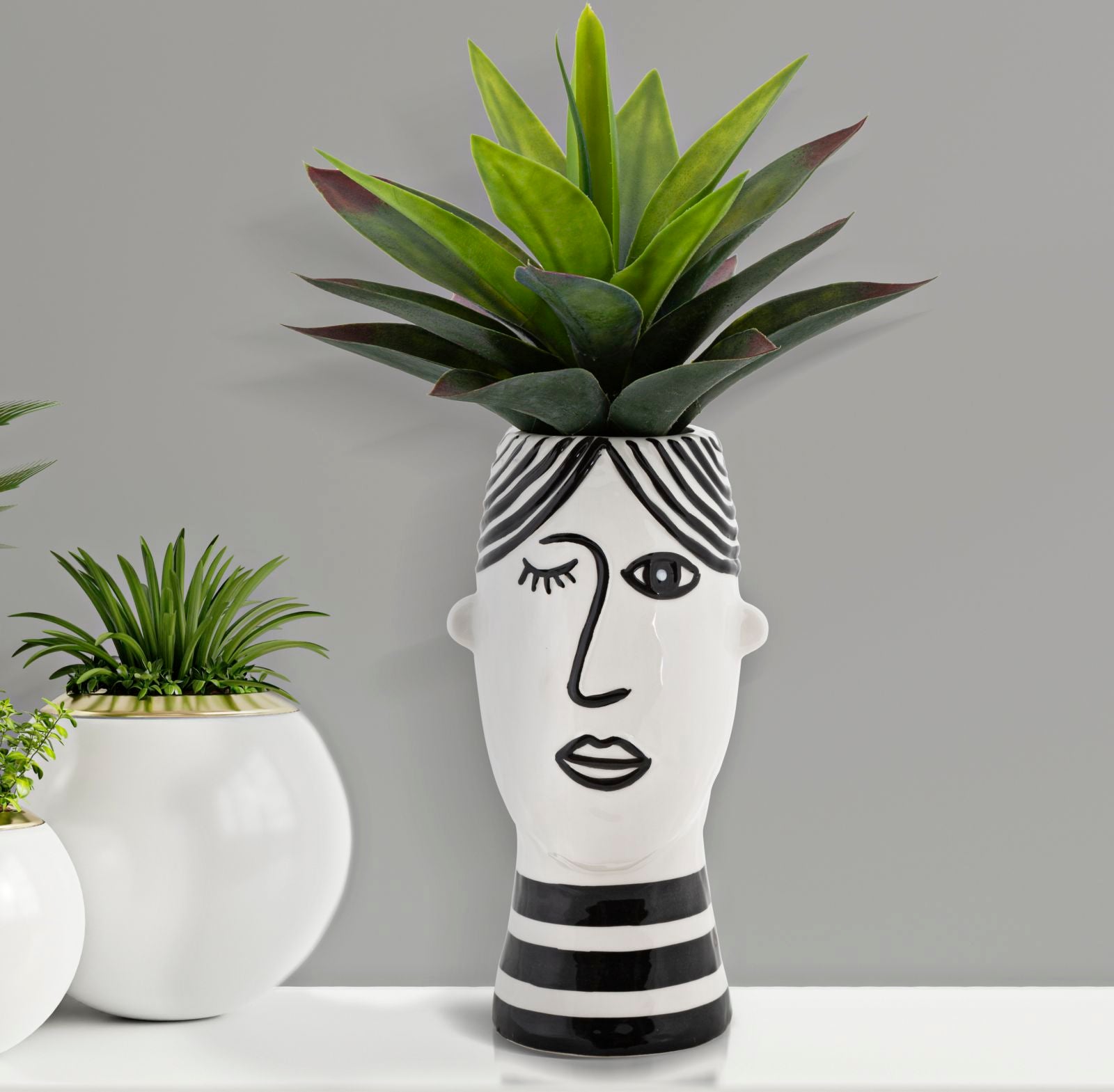 Vaso de Porcelana GLAM – Branco e Preto
