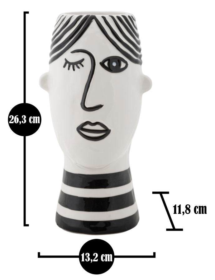 Vaso de Porcelana GLAM – Branco e Preto