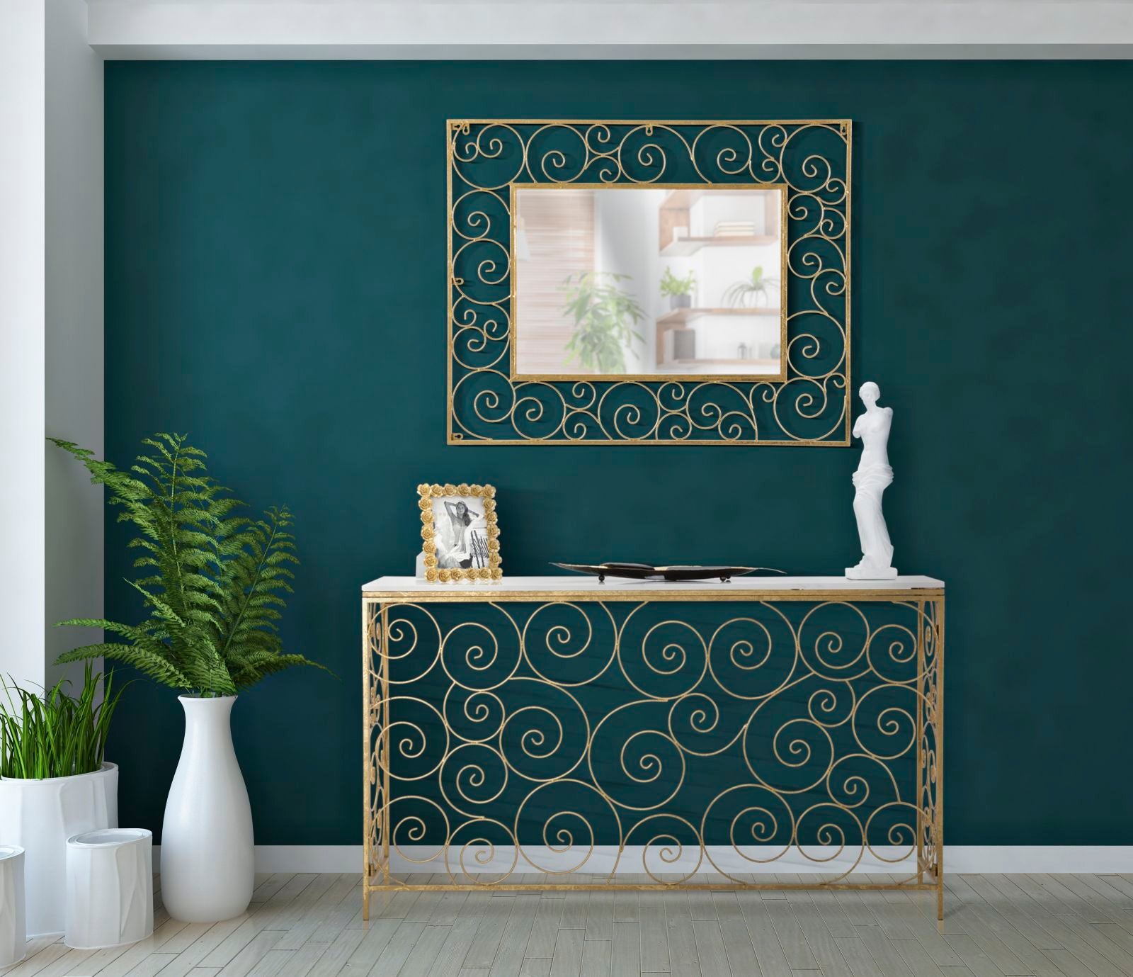 **** Consola Retangular GLAM – Dourado e Branco

**