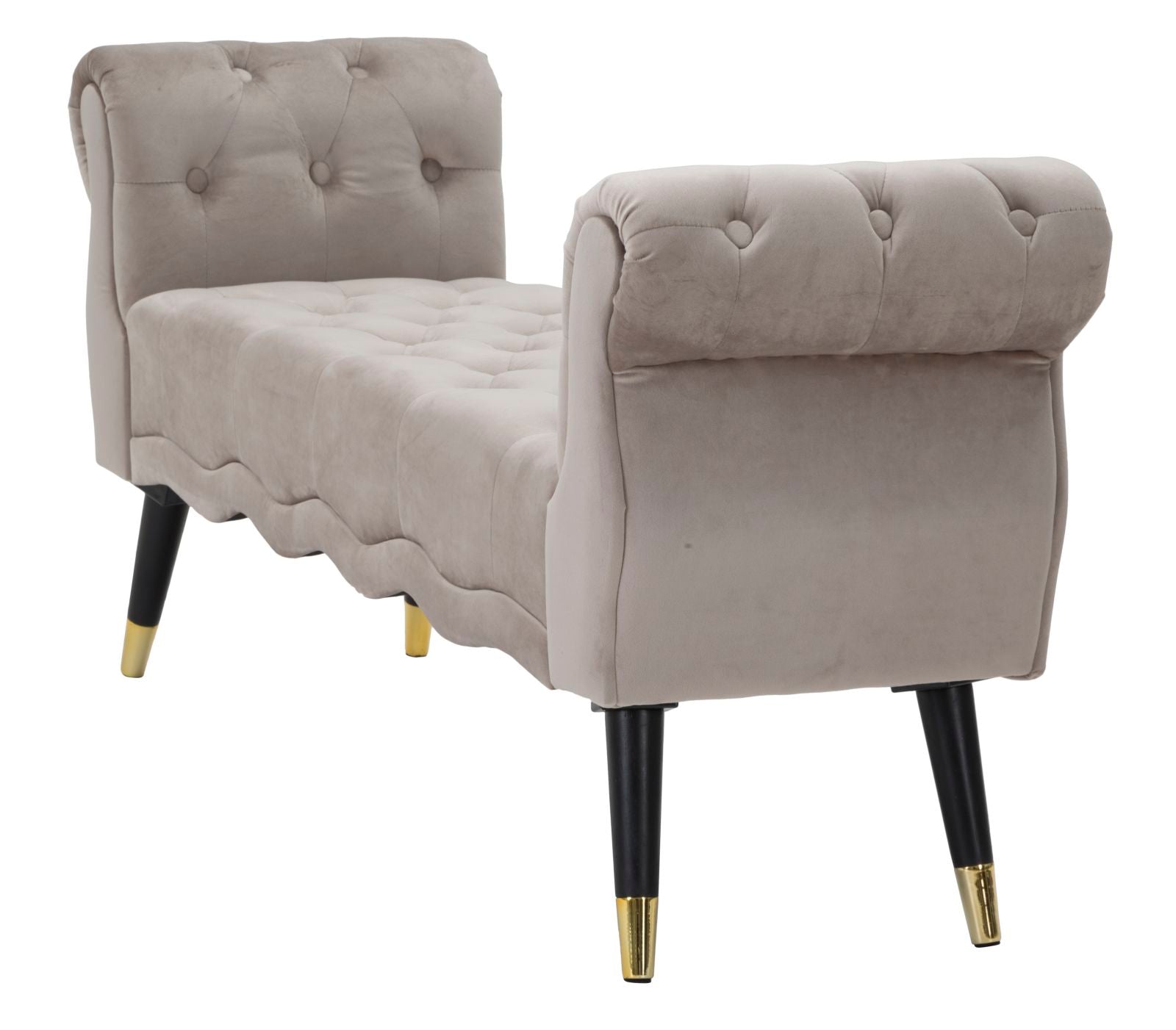 Banco Acolchoado GLAM – Cinzento, Preto e Dourado