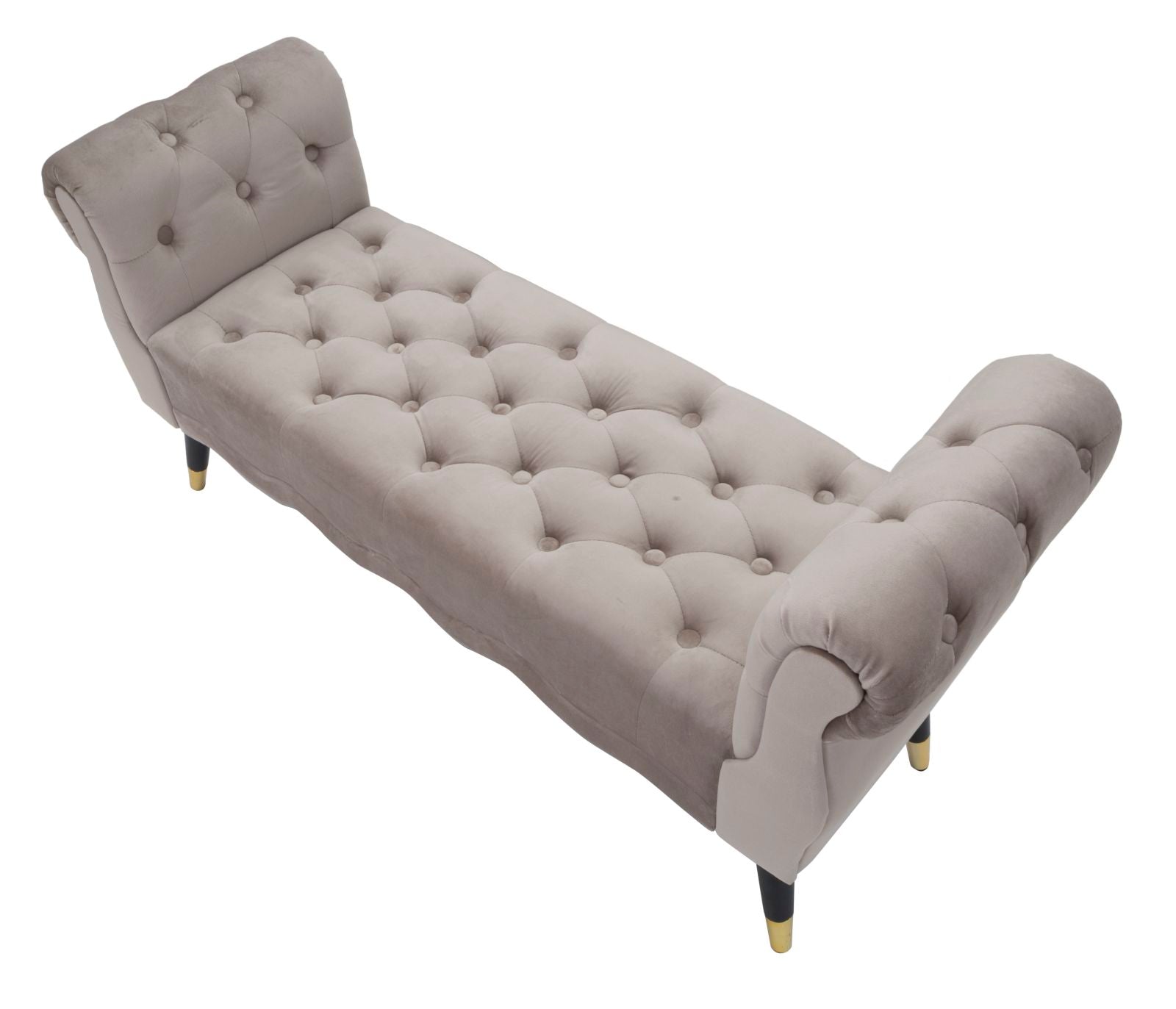 Banco Acolchoado GLAM – Cinzento, Preto e Dourado