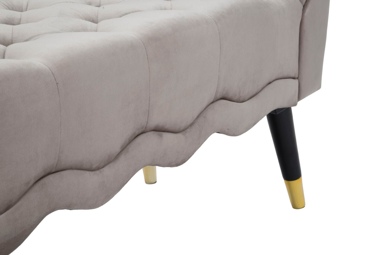 Banco Acolchoado GLAM – Cinzento, Preto e Dourado