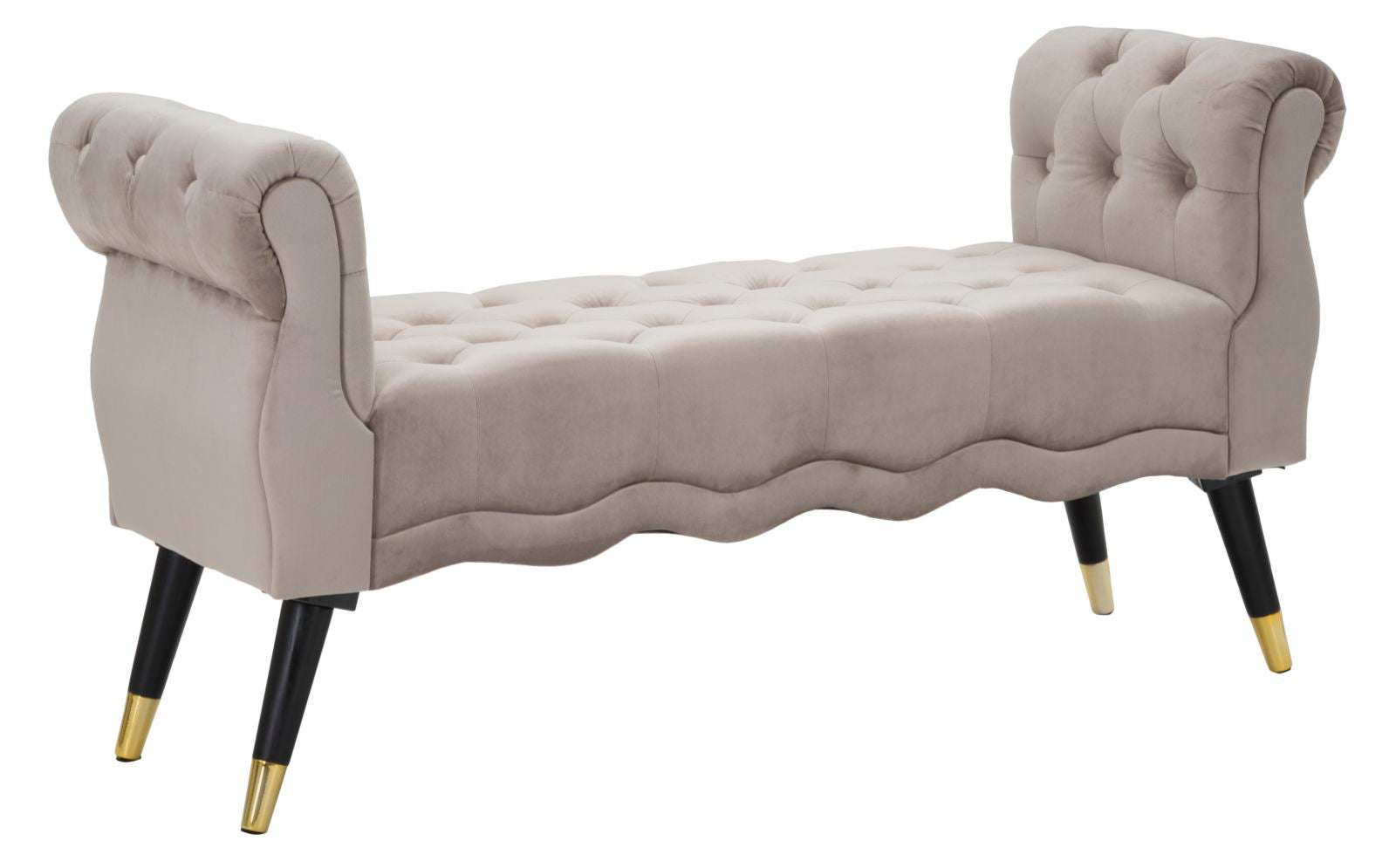 Banco Acolchoado GLAM – Cinzento, Preto e Dourado