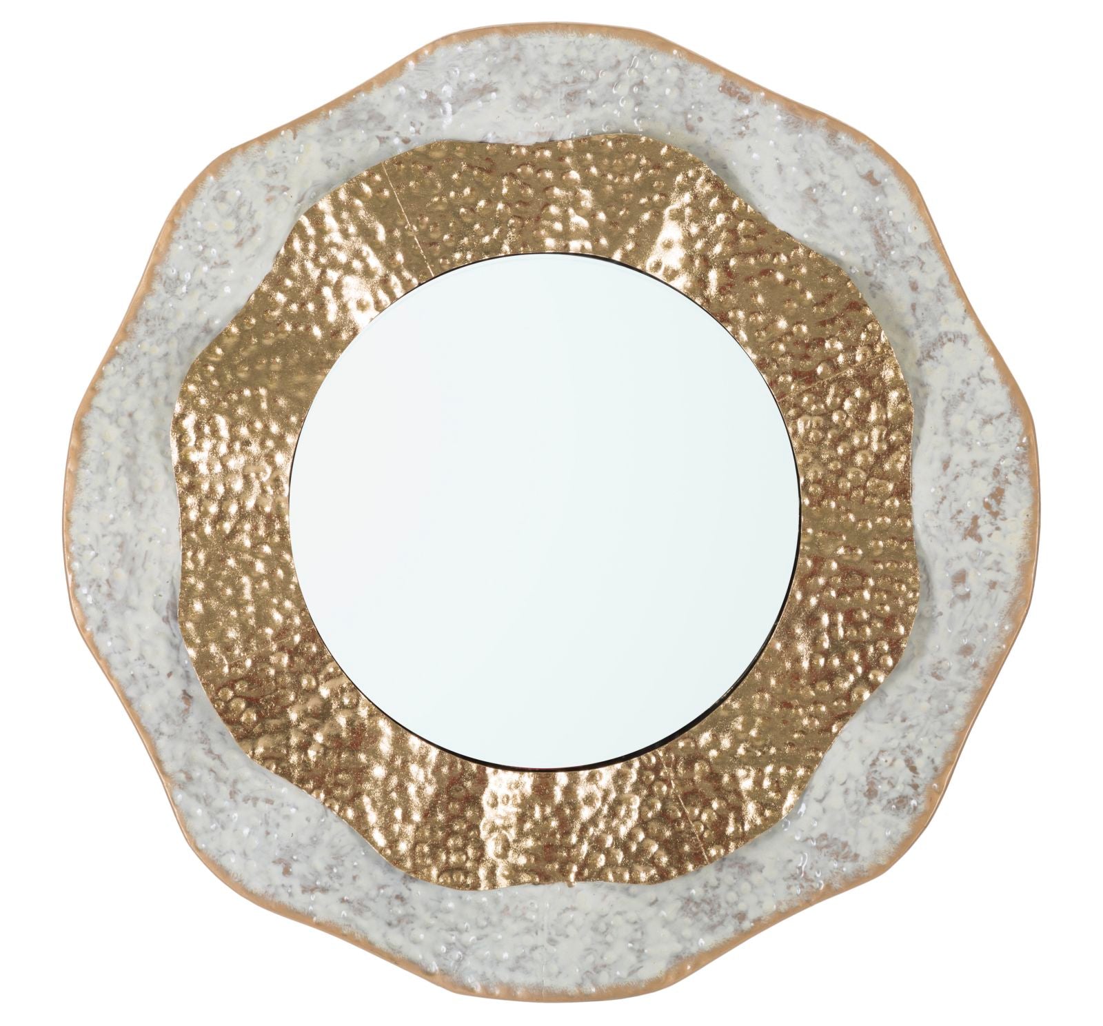 Espelho de Parede GLAM – Dourado e Creme