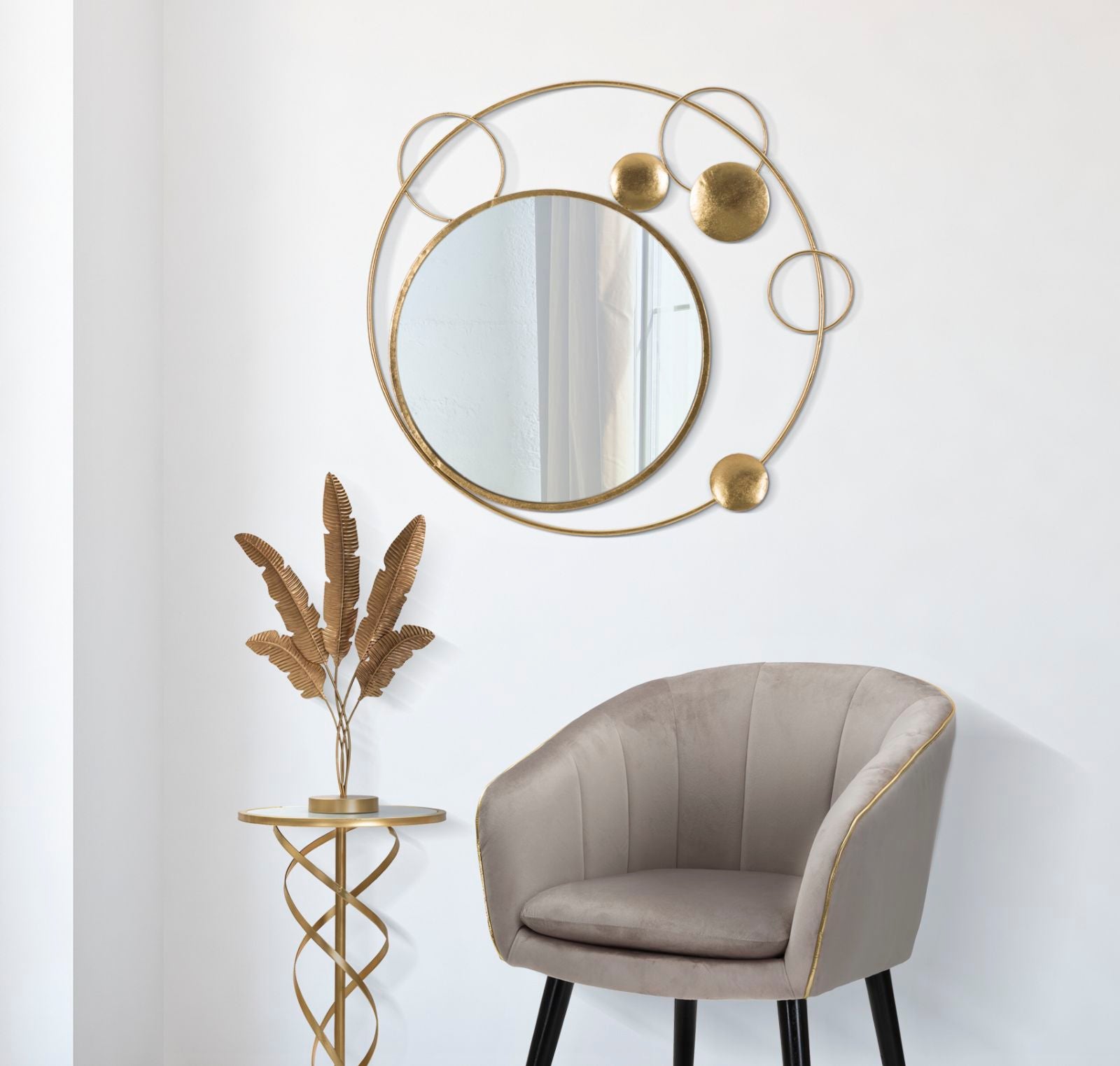 Espelho de Parede Redondo GLAM – Dourado