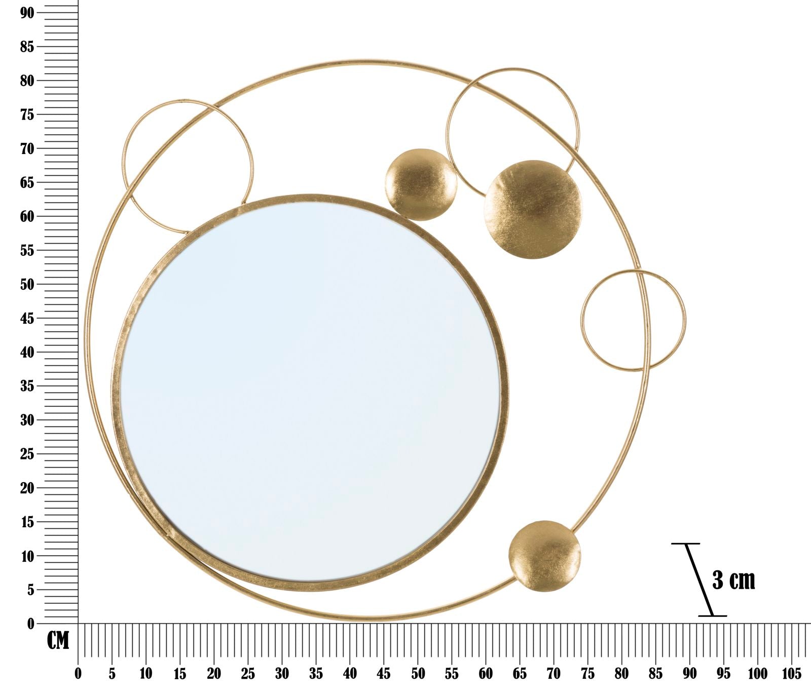 Espelho de Parede Redondo GLAM – Dourado
