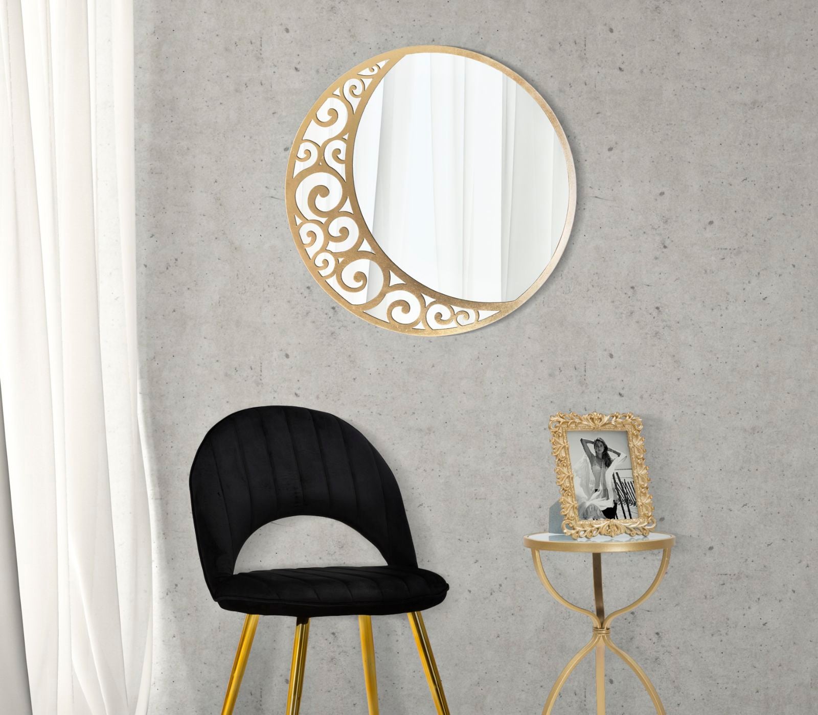 Espelho de Parede Redondo GLAM – Dourado