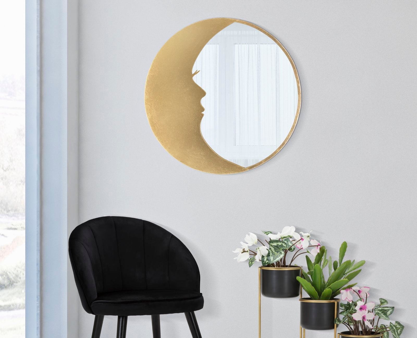 Espelho de Parede Redondo GLAM – Dourado