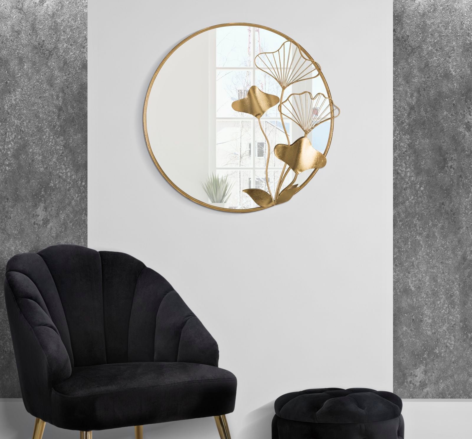 Espelho de Parede Redondo GLAM – Dourado