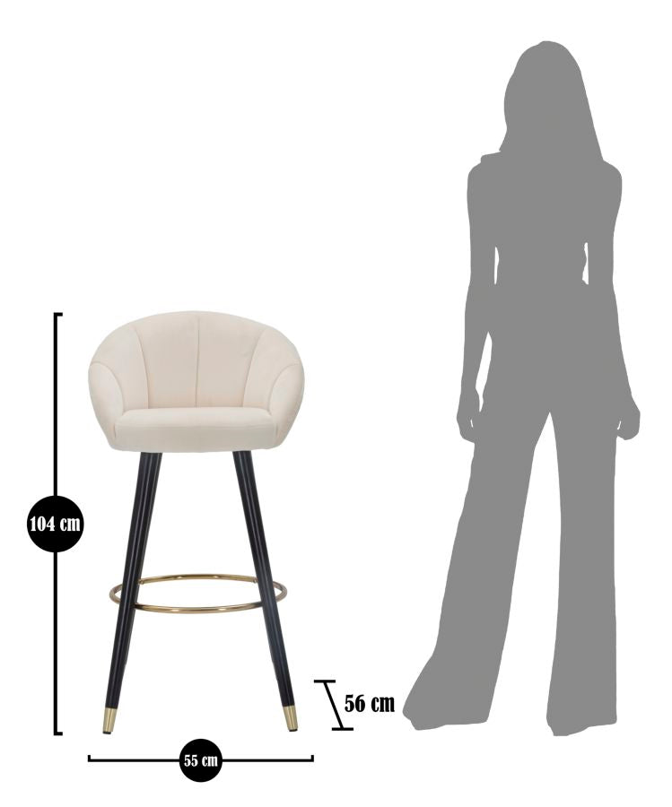 Banco de Bar GLAM – Creme, Dourado e Preto