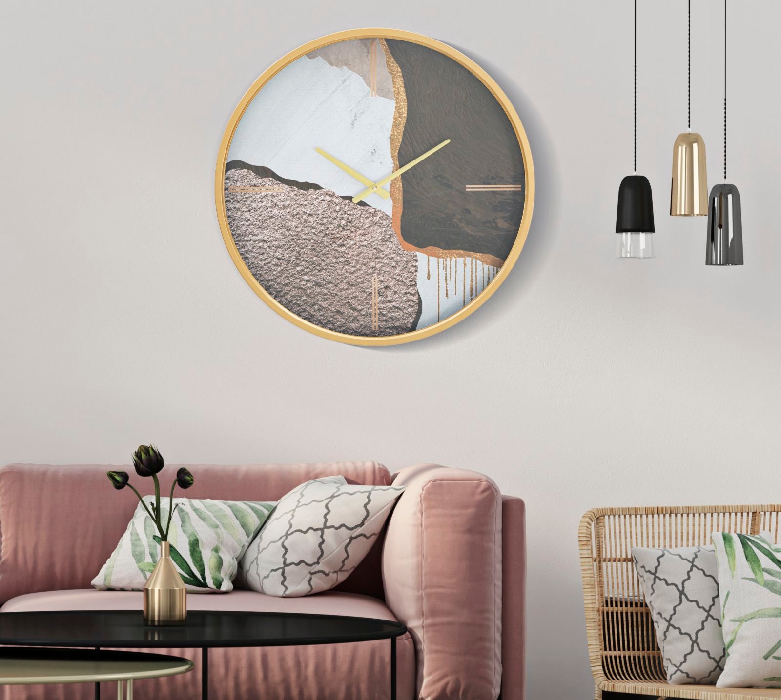 Relógio de Parede Redondo – Multicolor – Ferro, MDF e vidro