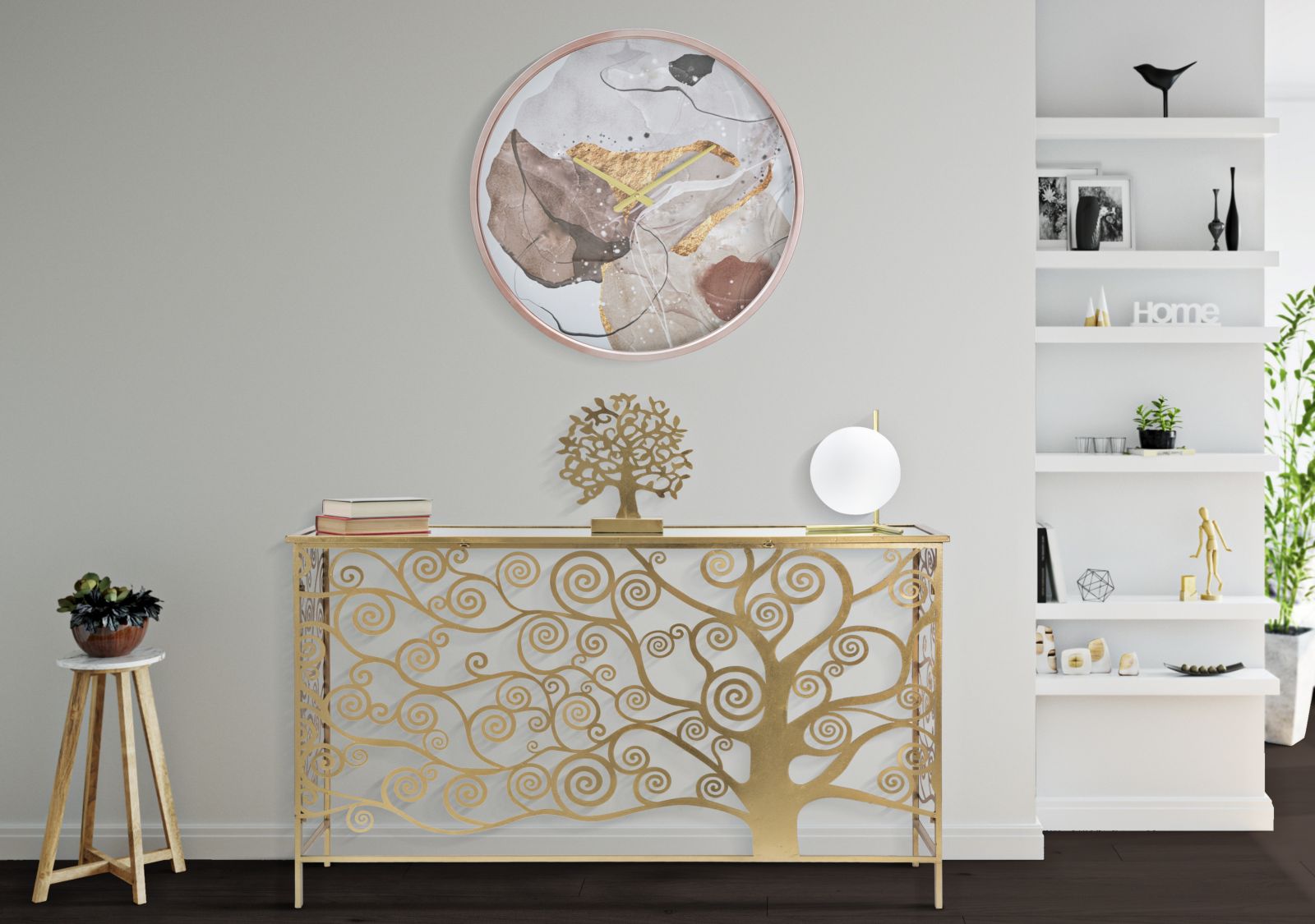 Relógio de Parede Redondo – Multicolor – Ferro, MDF, Vidro