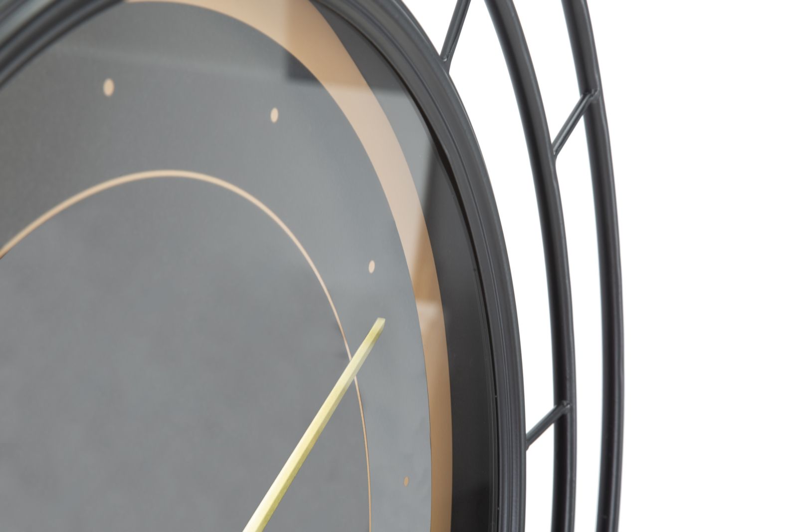 Relógio de Parede Redondo – Preto e Dourado – Ferro, MDF e Vidro