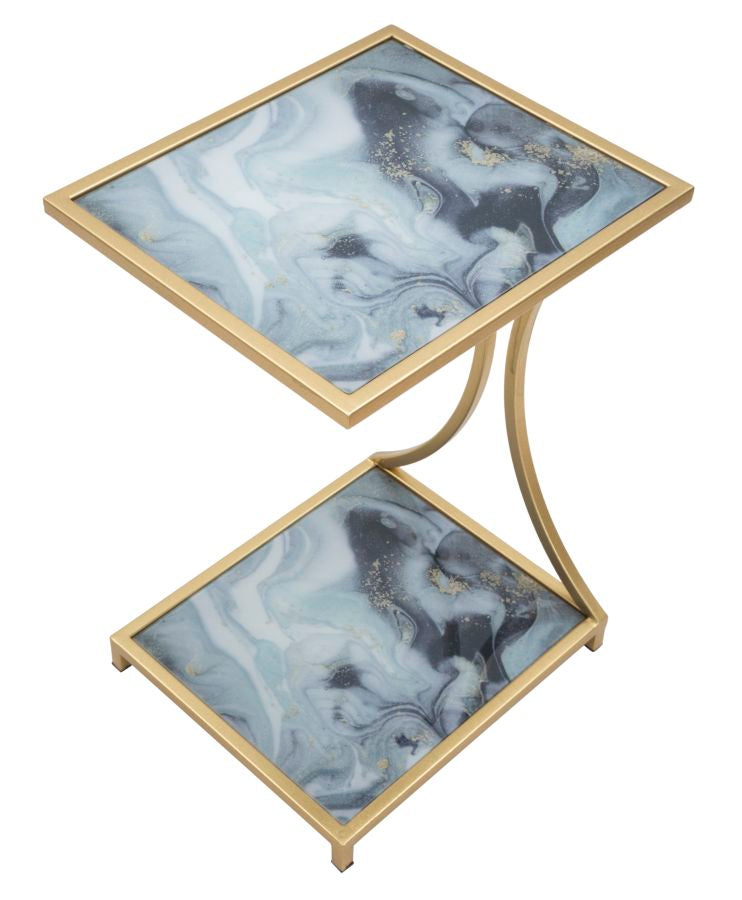 Mesa Quadrada Pequena GLAM – Dourado e Multicolor