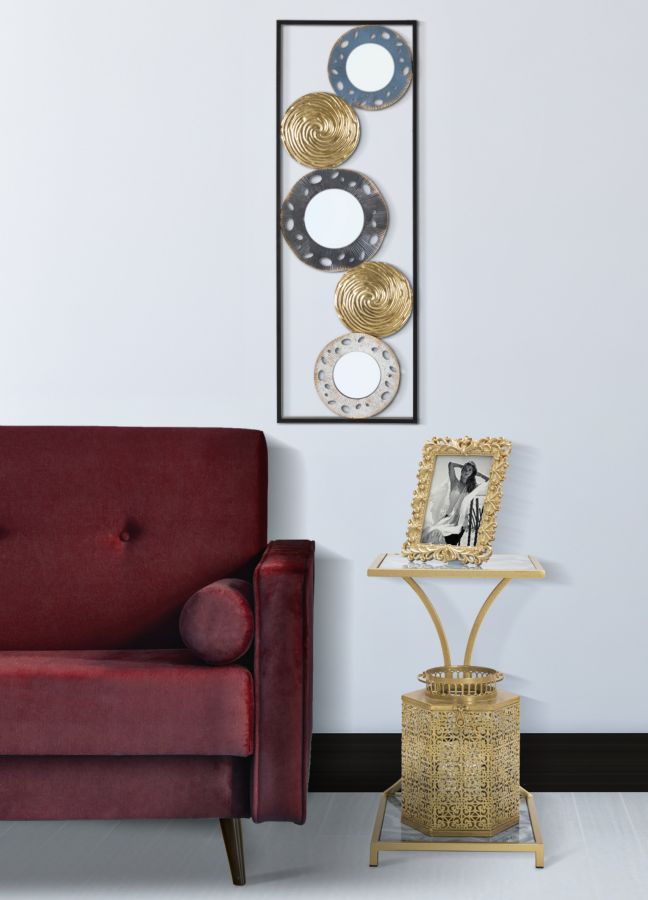 Mesa Quadrada Pequena GLAM – Dourado e Multicolor