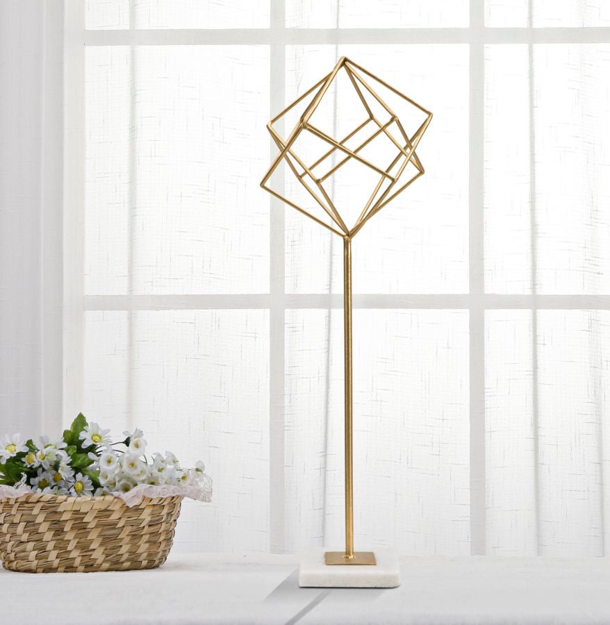 Escultura Metálica Elegante GLAM – Dourado e Branco