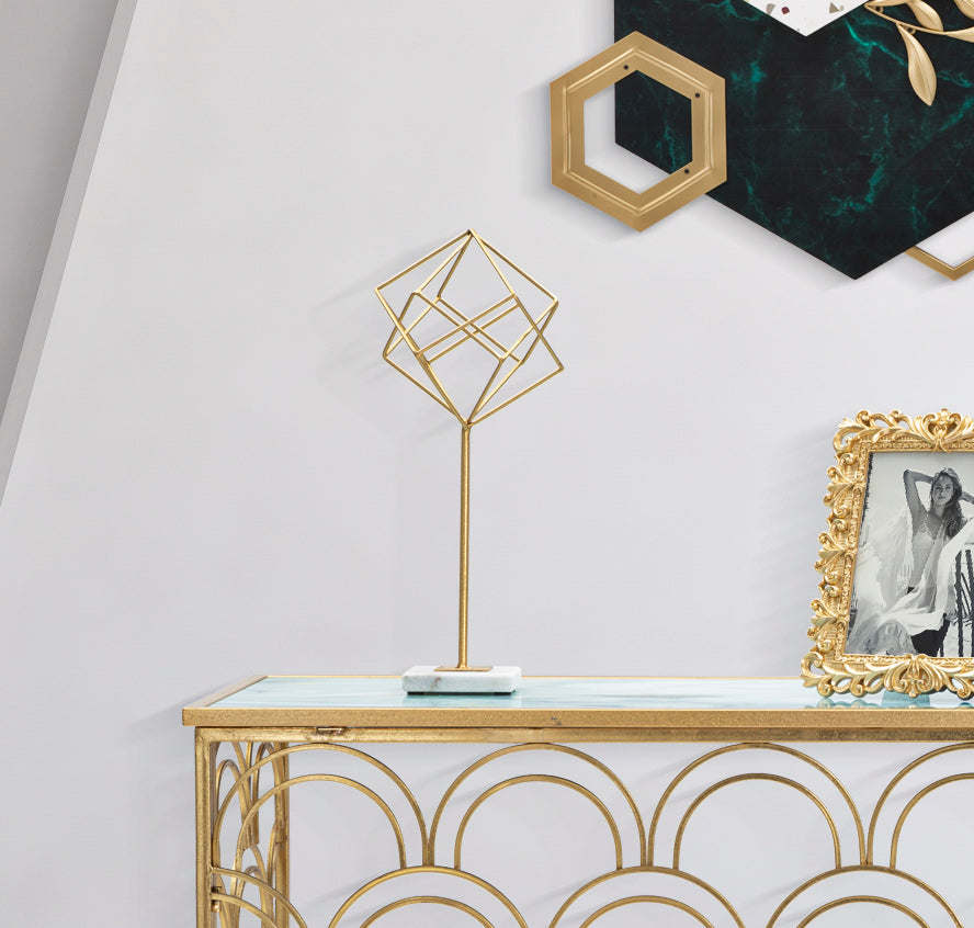 Escultura Elegante GLAM – Dourado e Branco