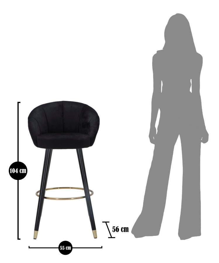 Banco de Bar GLAM – Preto e Dourado