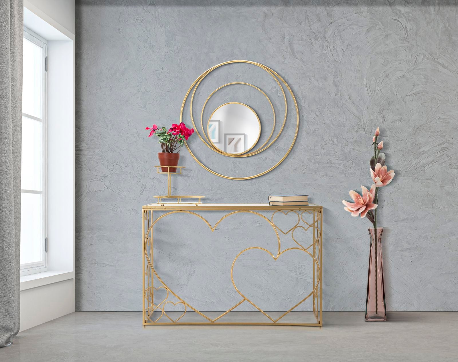 Espelho de Parede Redondo GLAM – Dourado
