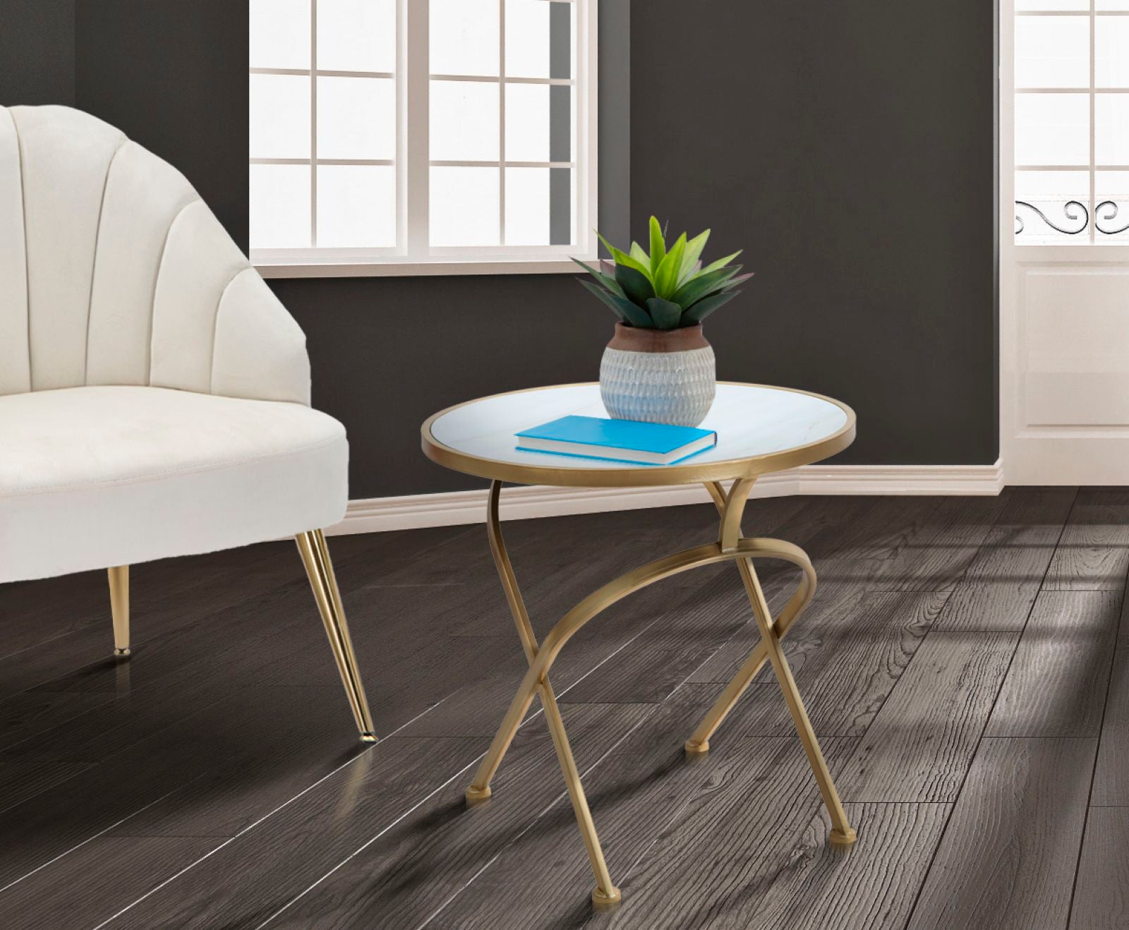 Mesa Redonda Pequena GLAM – Dourado e Multicolor