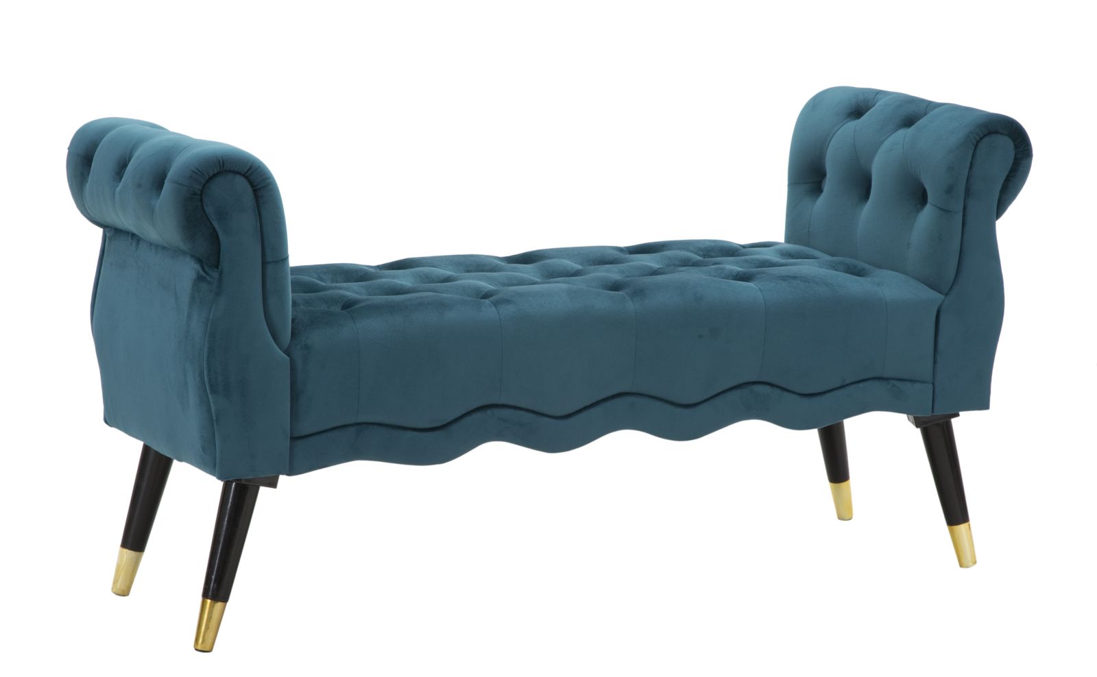 Banco Acolchoado GLAM – Azul-petróleo, Dourado e Preto