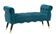 Banco Acolchoado GLAM – Azul-petróleo, Dourado e Preto