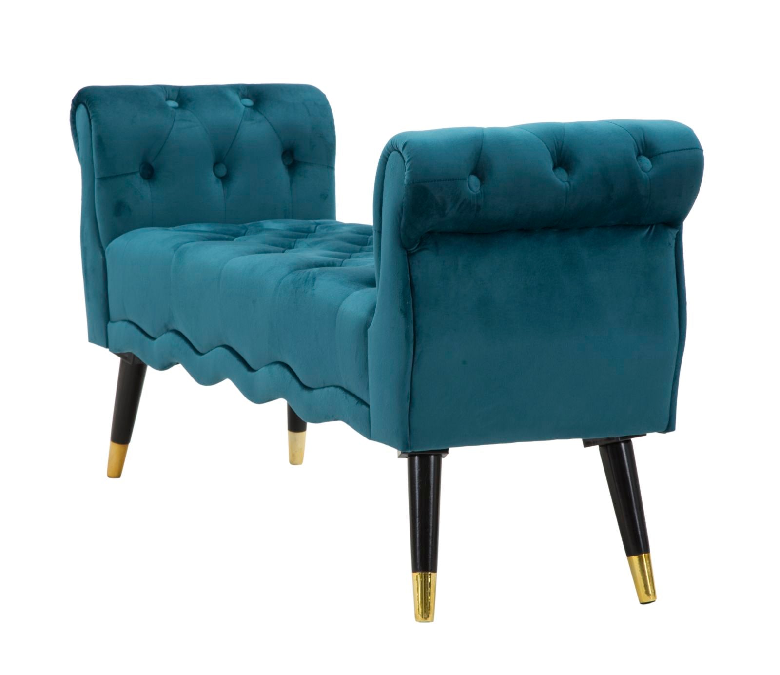 Banco Acolchoado GLAM – Azul-petróleo, Dourado e Preto