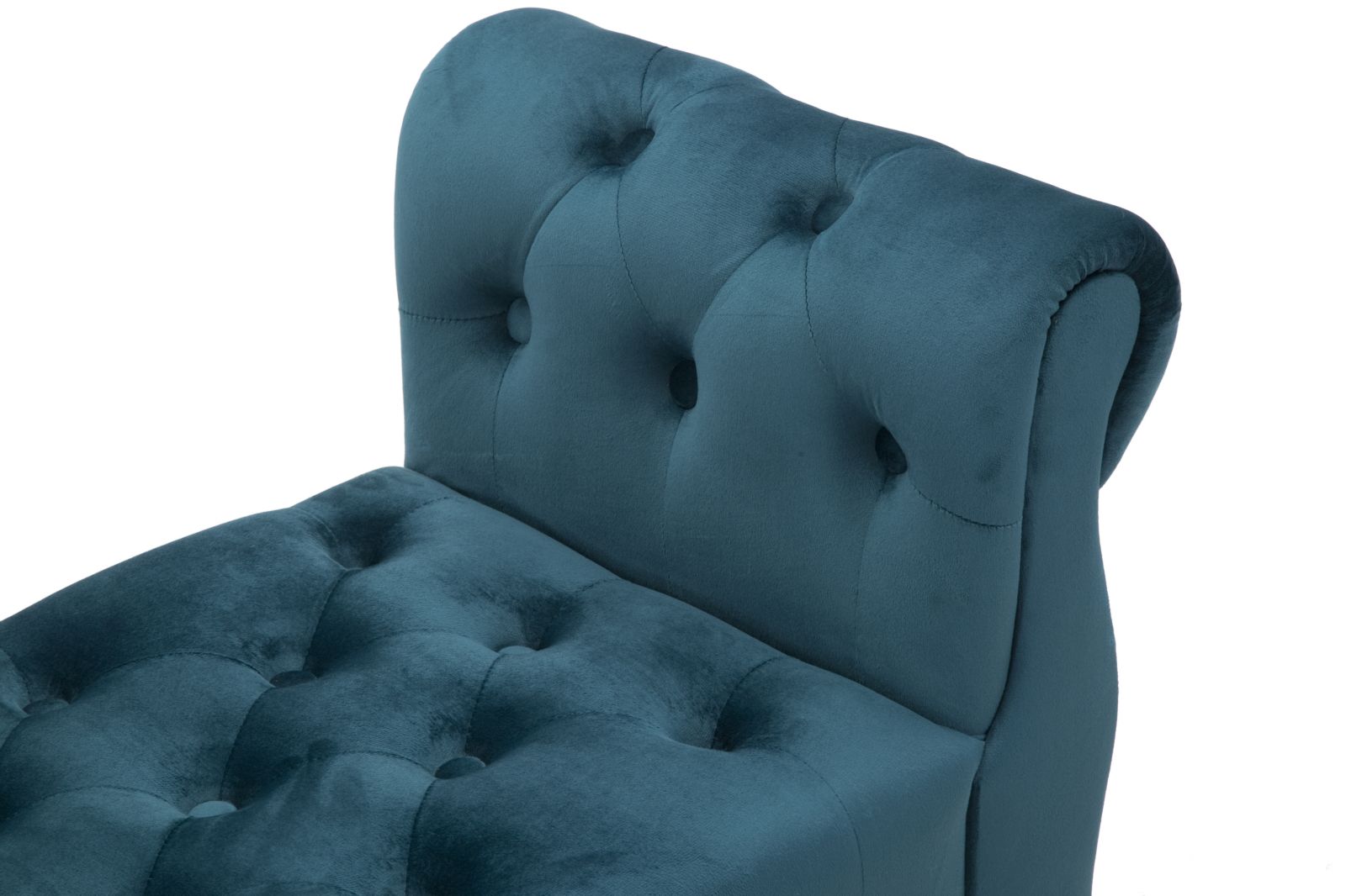 Banco Acolchoado GLAM – Azul-petróleo, Dourado e Preto