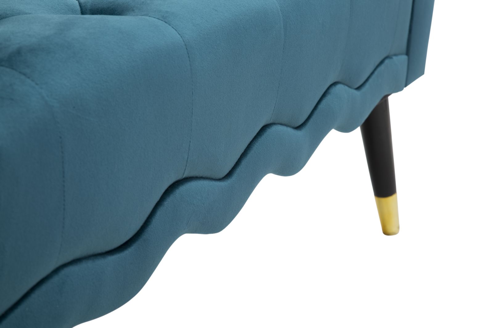 Banco Acolchoado GLAM – Azul-petróleo, Dourado e Preto