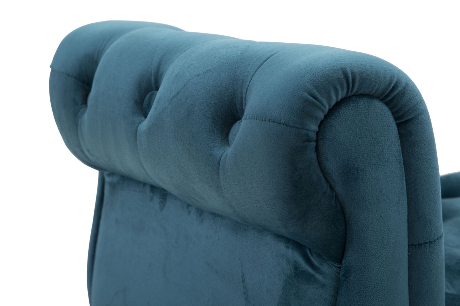 Banco Acolchoado GLAM – Azul-petróleo, Dourado e Preto