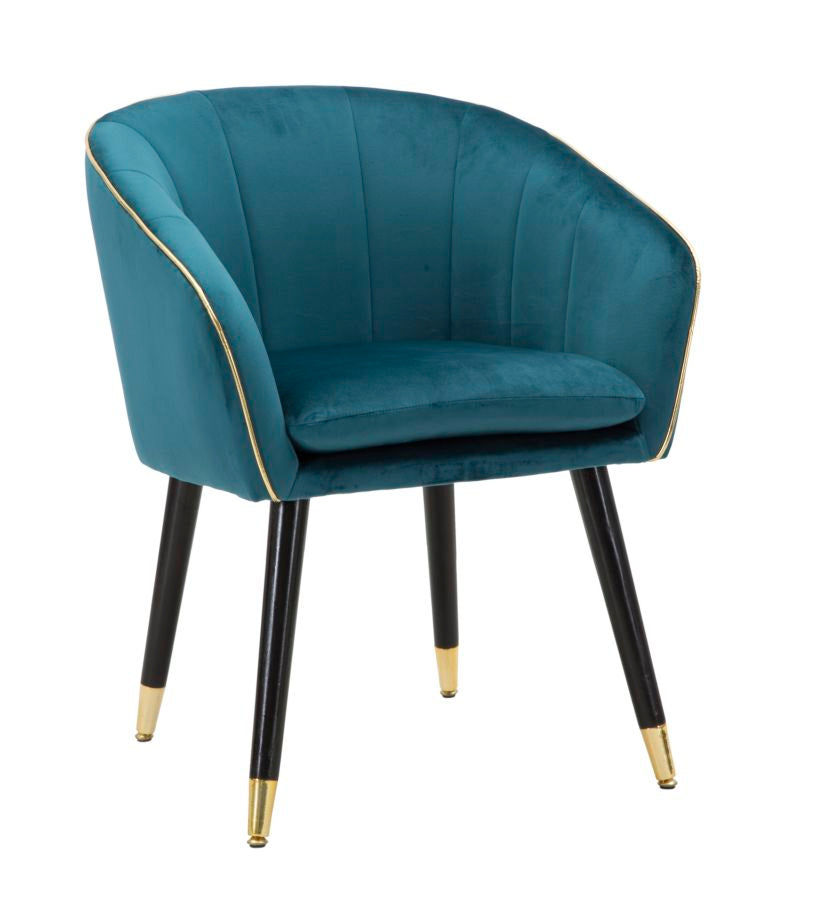 Poltrona GLAM – Azul Petróleo, Dourado e Preto