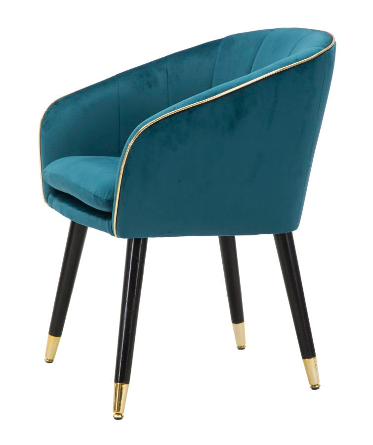 Poltrona GLAM – Azul Petróleo, Dourado e Preto