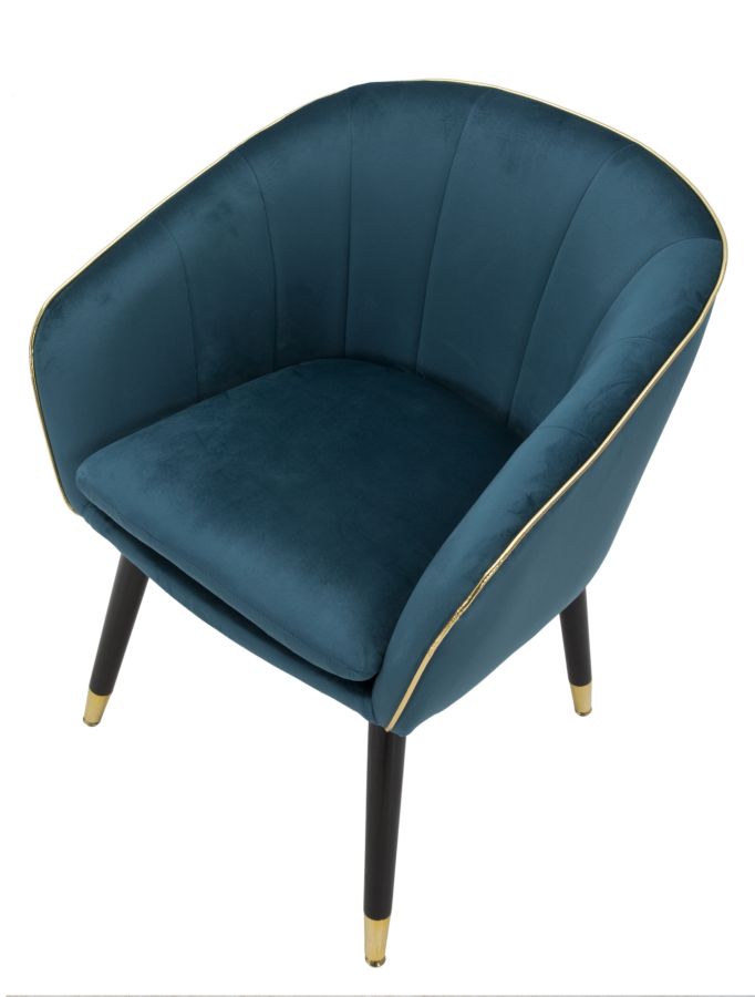 Poltrona GLAM – Azul Petróleo, Dourado e Preto