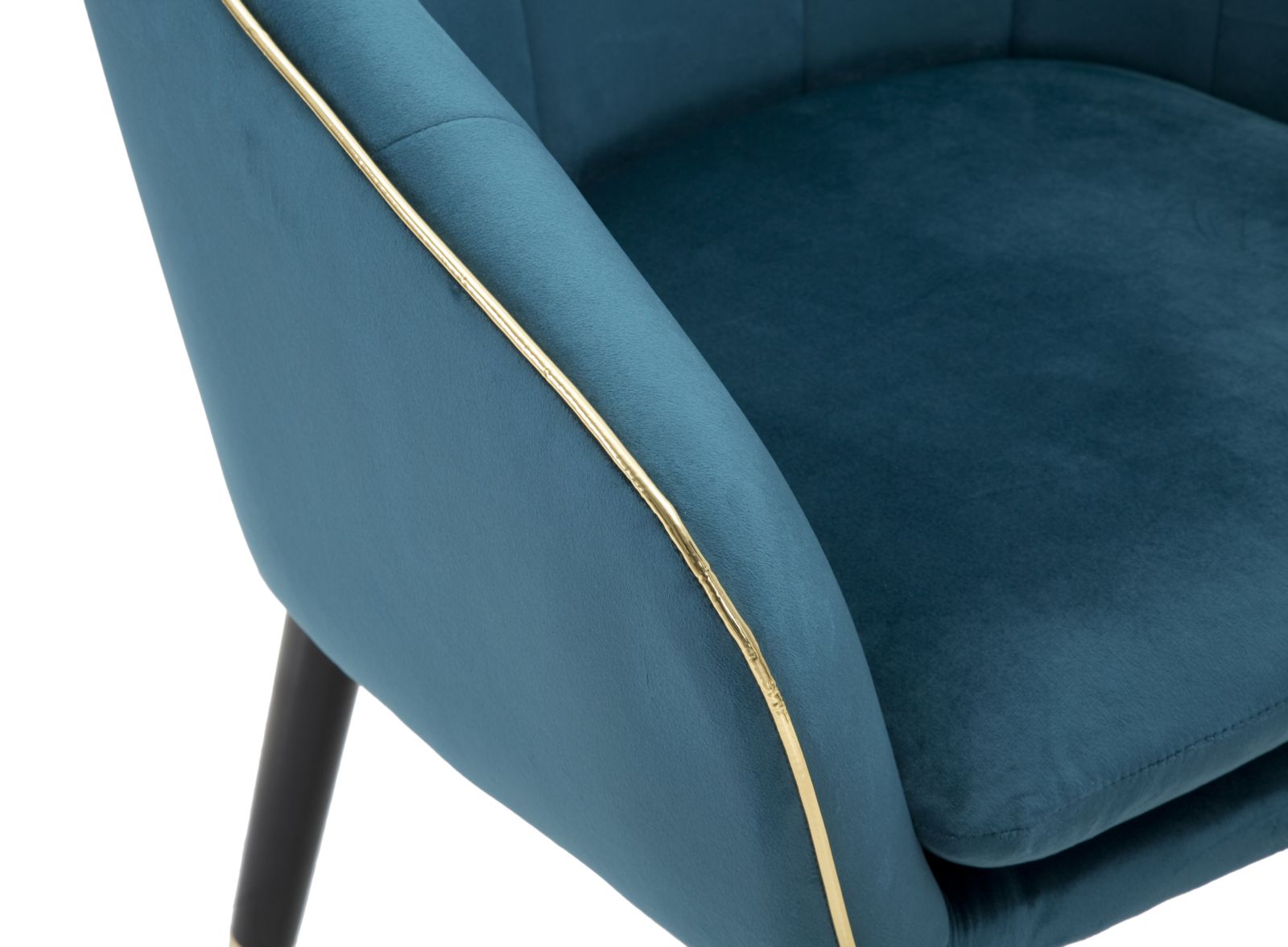 Poltrona GLAM – Azul Petróleo, Dourado e Preto