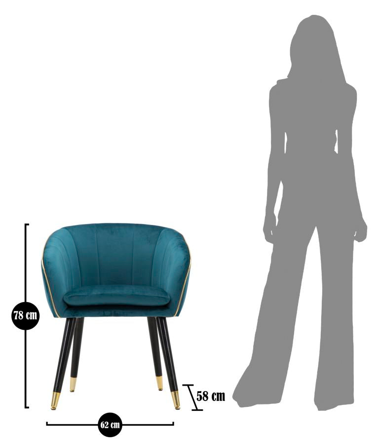 Poltrona GLAM – Azul Petróleo, Dourado e Preto