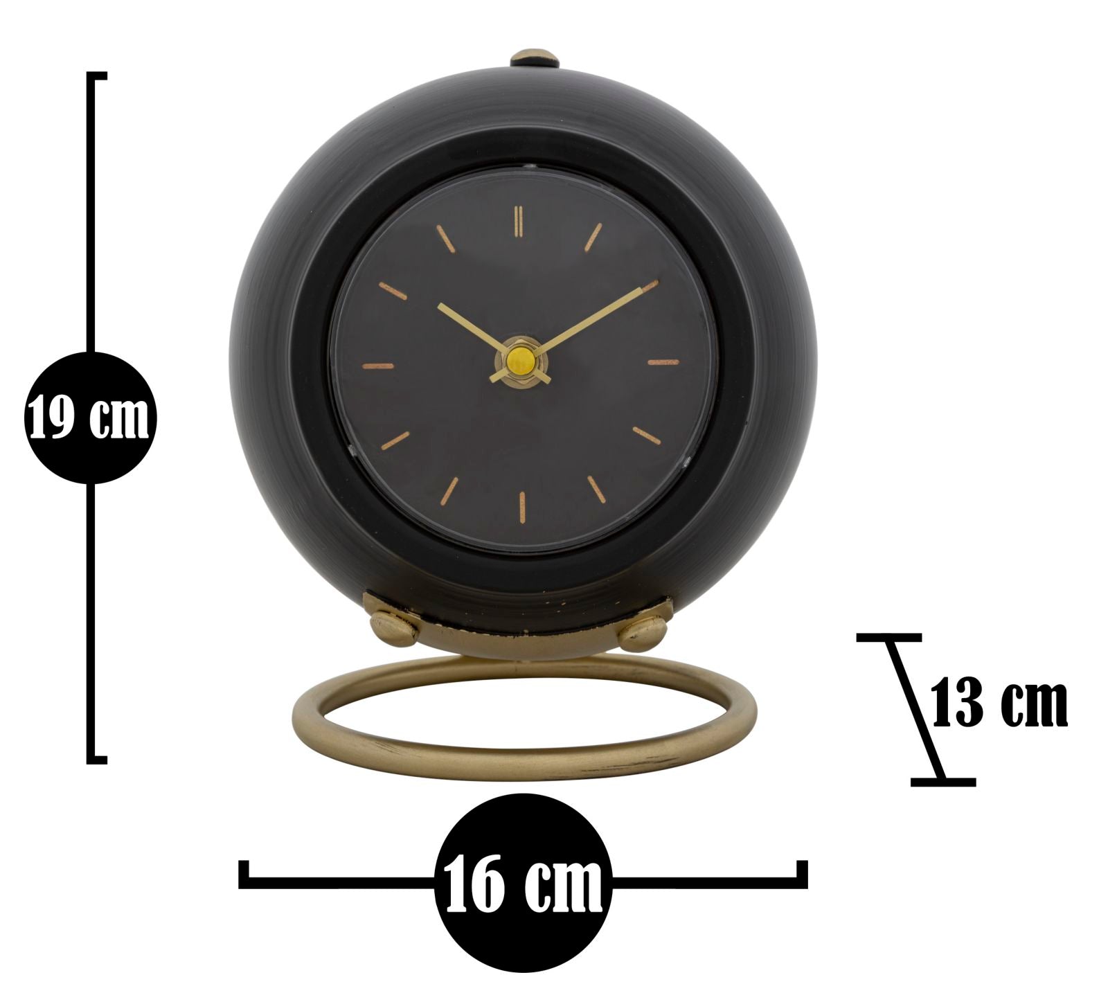 Relógio de Mesa GLAM – Preto e Dourado