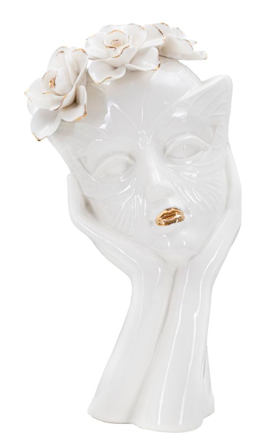 Vaso GLAM – Branco e Dourado