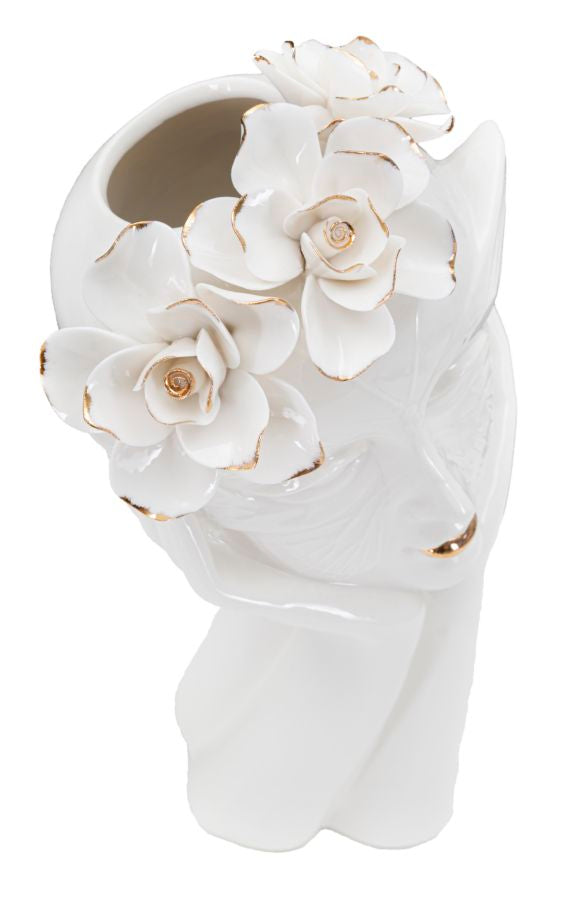 Vaso GLAM – Branco e Dourado