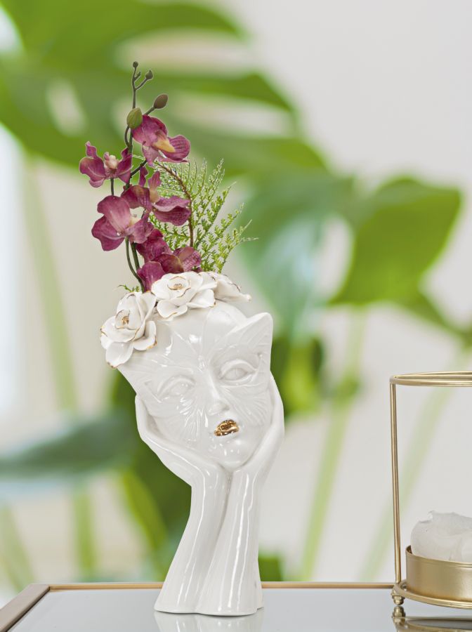 Vaso GLAM – Branco e Dourado