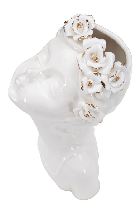 Vaso GLAM – Branco e Dourado