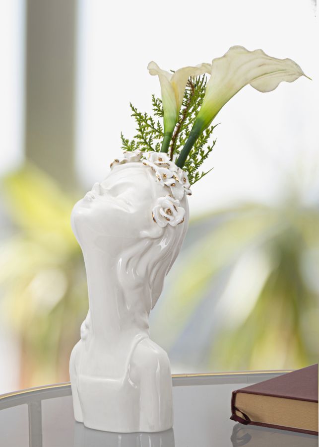 Vaso GLAM – Branco e Dourado