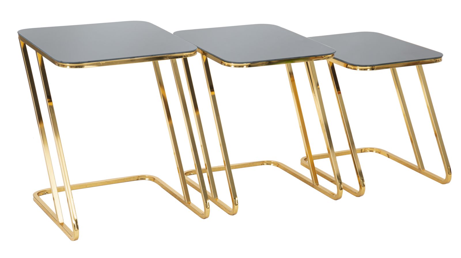Conjunto de Mesas Quadradas GLAM – Dourado e Preto